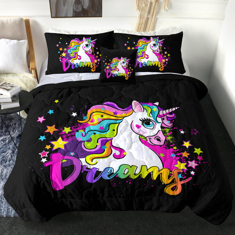 Image of 4 Pieces Dreamy Unicorn SWBD1557 Comforter Set