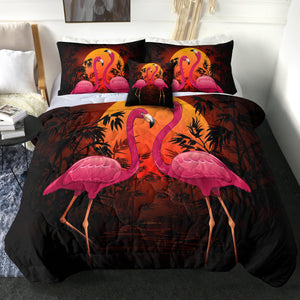 4 Pieces Sunset Flamingo SWBD1617 Comforter Set