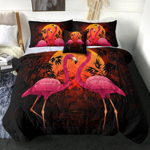 Image of 4 Pieces Sunset Flamingo SWBD1617 Comforter Set