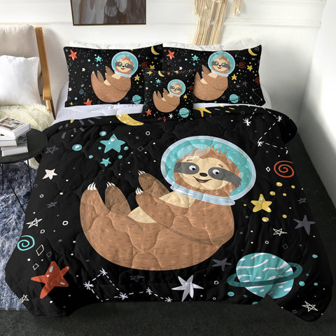 Image of 4 Pieces Space Sloth SWBD1626 Comforter Set