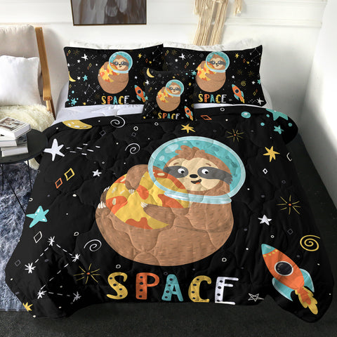Image of 4 Pieces Space Sloth SWBD1629 Comforter Set