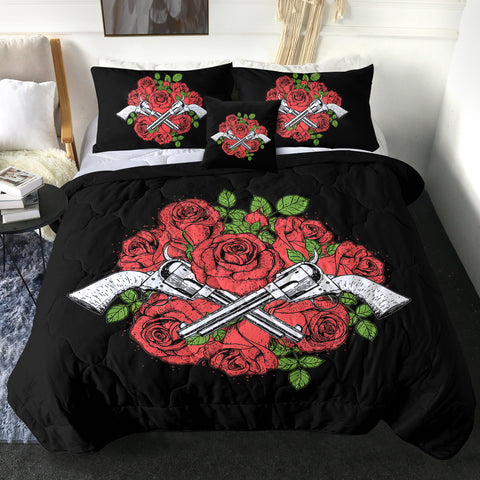 Image of 4 Pieces Guns & Roses SWBD1632 Comforter Set