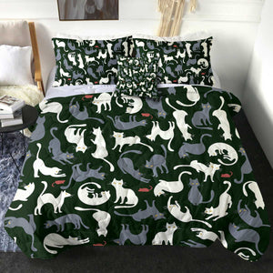 4 Pieces Cat Patterns SWBD1657 Comforter Set