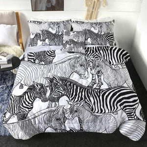 4 Pieces Zebras SWBD1660 Comforter Set
