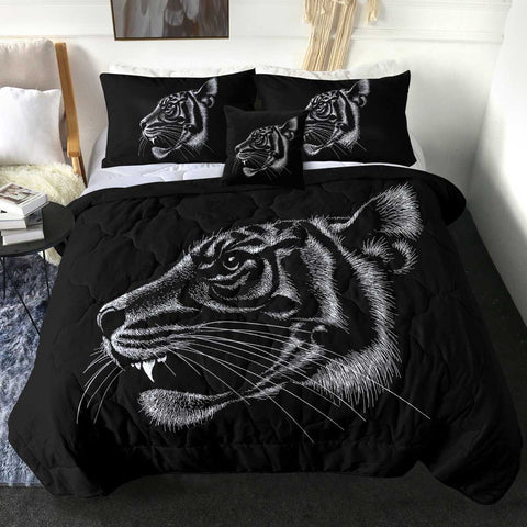 Image of 4 Pieces B&W Tiger SWBD1661 Comforter Set