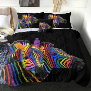 4 Pieces Multicolored Zebra SWBD1668 Comforter Set