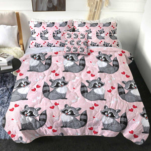 4 Pieces Lovely Raccoon SWBD1674 Comforter Set