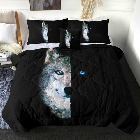 Image of 4 Pieces Half Wolf SWBD1675 Comforter Set