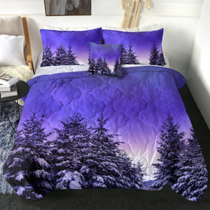 4 Pieces Purple Night SWBD1741 Comforter Set