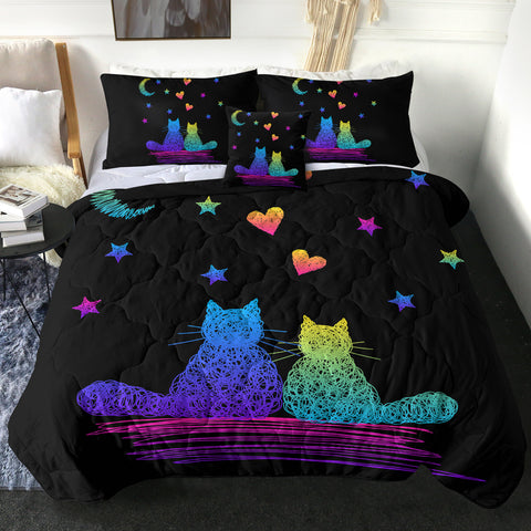 Image of 4 Pieces Cat Couples SWBD1746 Comforter Set