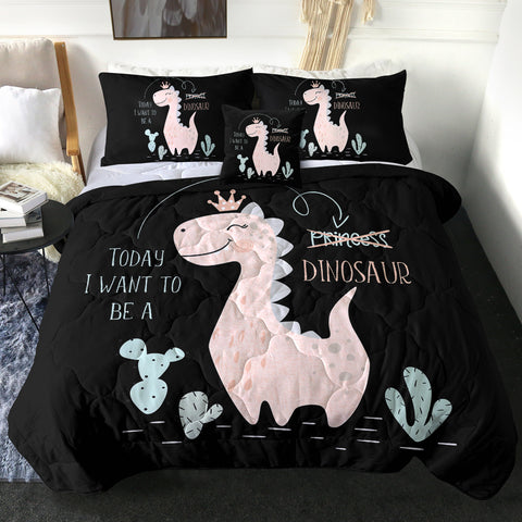 Image of 4 Pieces Dino Princess SWBD1747 Comforter Set