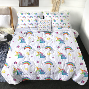 4 Pieces Rainbow Unicorn SWBD1752 Comforter Set