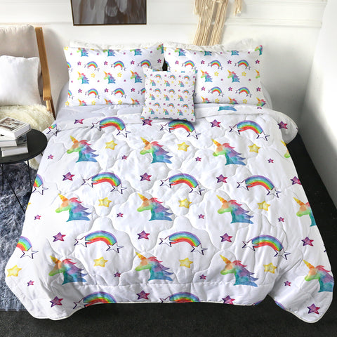 Image of 4 Pieces Rainbow Unicorn SWBD1752 Comforter Set