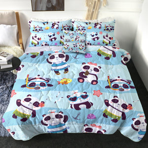 4 Pieces Cute Pandas SWBD1762 Comforter Set