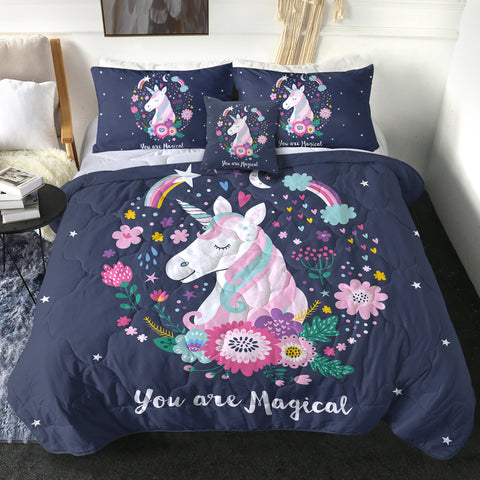Image of 4 Pieces Magical Unicorn SWBD1846 Comforter Set