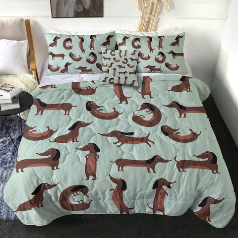 Image of 4 Pieces Dachshunds Mint SWBD1848 Comforter Set