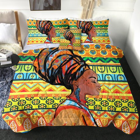 Image of 4 Pieces African Lady SWBD1885 Comforter Set