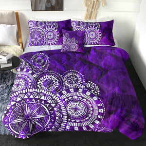 4 Pieces Purple Mandala SWBD1887 Comforter Set