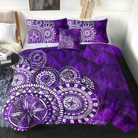 Image of 4 Pieces Purple Mandala SWBD1887 Comforter Set