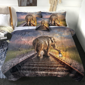 4 Pieces Elephant Trail SWBD1891 Comforter Set