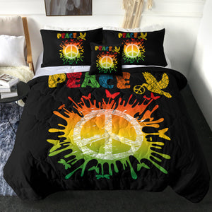 4 Pieces Peace Sign SWBD1899 Comforter Set