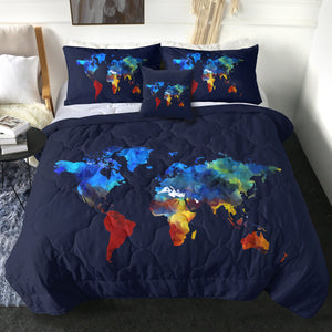 4 Pieces World Map SWBD1907 Comforter Set