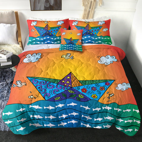 Image of 4 Pieces Paper Boat SWBD1908 Comforter Set