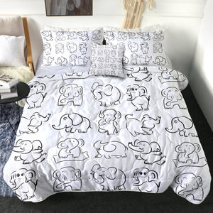 4 Pieces Cartooned Elephant SWBD2001 Comforter Set