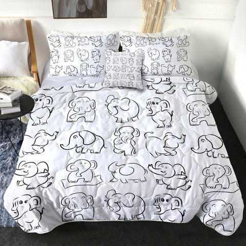 Image of 4 Pieces Cartooned Elephant SWBD2001 Comforter Set