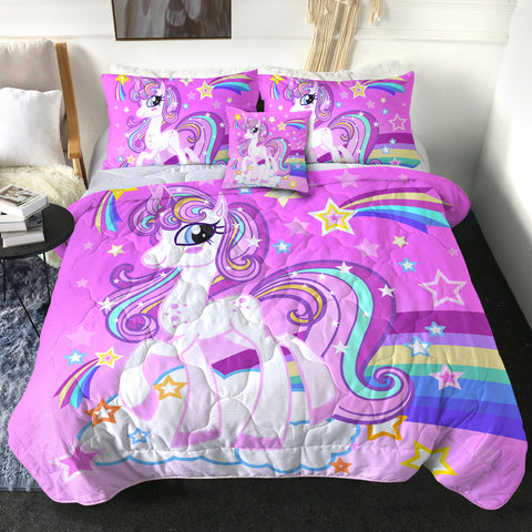 Image of 4 Pieces Girly Unicorn SWBD2009 Comforter Set