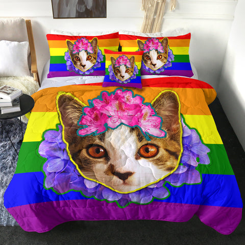 Image of 4 Pieces Pride Cat SWBD2047 Comforter Set