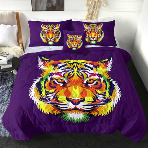 Image of 4 Pieces Tiger Purple SWBD2049 Comforter Set