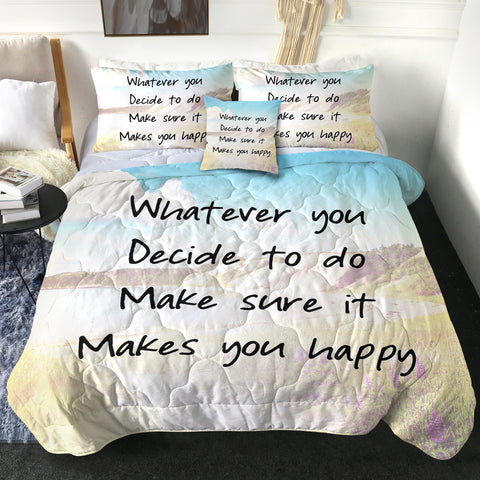 Image of 4 Pieces Life Quote SWBD2056 Comforter Set