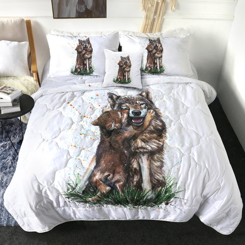 Image of 4 Pieces Wolf Love SWBD2081 Comforter Set