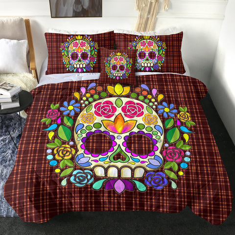 Image of 4 Pieces Gaudy Skull SWBD2082 Comforter Set