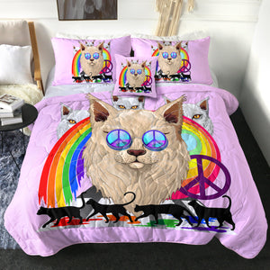 4 Pieces Peace Cat SWBD2085 Comforter Set
