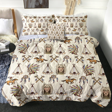 Image of 4 Pieces Tribal Themed SWBD2165 Comforter Set
