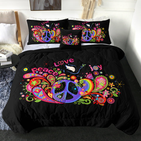 Image of 4 Pieces Peace Sign SWBD2168 Comforter Set
