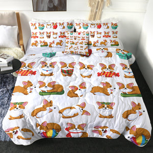 4 Pieces Cute Corgi SWBD2169 Comforter Set