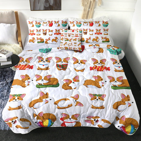 Image of 4 Pieces Cute Corgi SWBD2169 Comforter Set