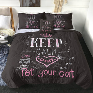 4 Pieces Cat Quote SWBD2170 Comforter Set