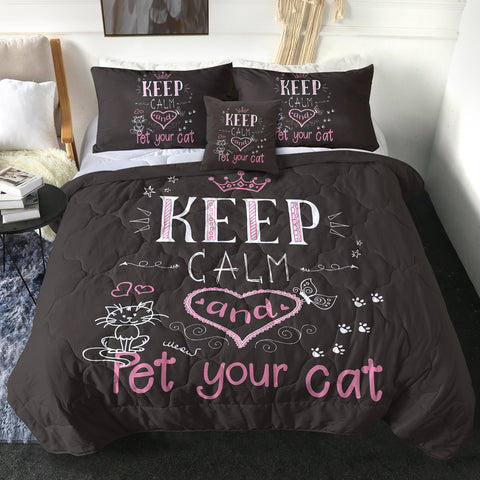 Image of 4 Pieces Cat Quote SWBD2170 Comforter Set