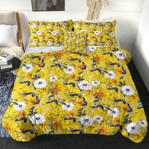 4 Pieces Flower Turmeric SWBD2171 Comforter Set