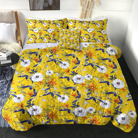 Image of 4 Pieces Flower Turmeric SWBD2171 Comforter Set