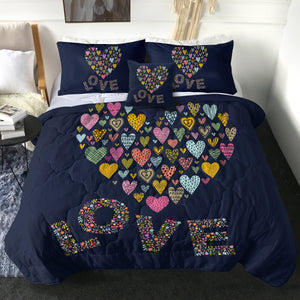 4 Pieces Love Heart SWBD2181 Comforter Set