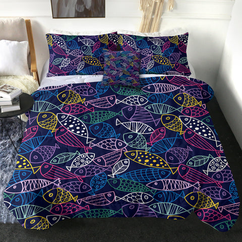 Image of 4 Pieces School Of Fish SWBD2184 Comforter Set