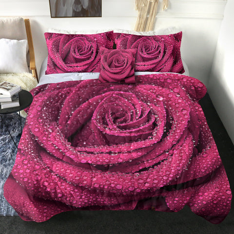Image of 4 Pieces 3D Purple Rose SWBD2185 Comforter Set