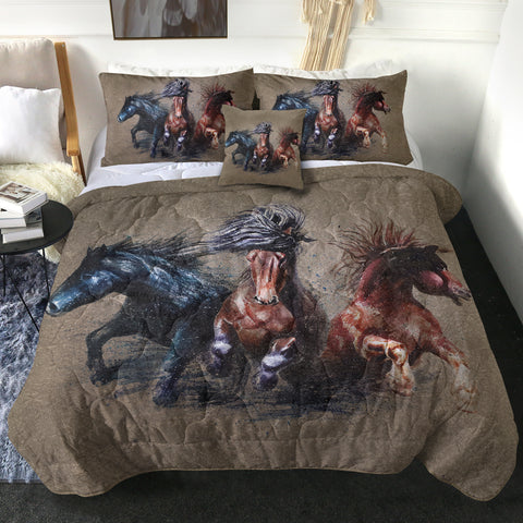 Image of 4 Pieces Horse Race SWBD2192 Comforter Set