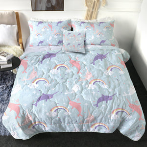 4 Pieces Rainbow Narwhal SWBD2194 Comforter Set