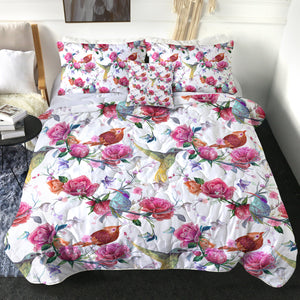 4 Pieces Colorful Birds SWBD2240 Comforter Set